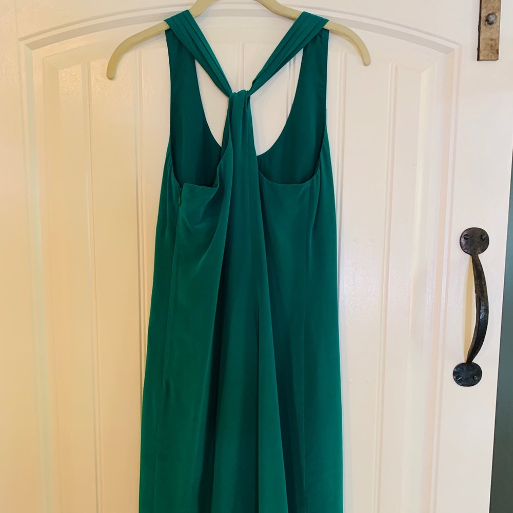 J. Crew green silk dress with back detail